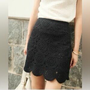Abercrombie & Fitch Black Medallion Crochet Lace Scalloped Skirt